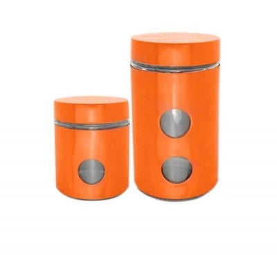Стъклен буркан за продукти и подправки 10x12 см., оранж
