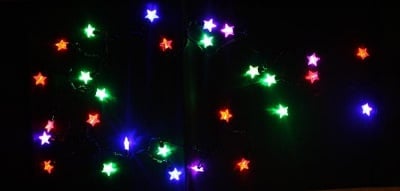 Коледни LED лампички разноцветни звезди