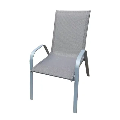 Градински текстилен стол с метална конструкция - СИВ