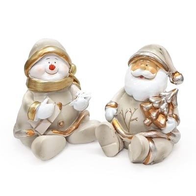 Коледна фигурка - Снежен човек или Дядо Коледа в бяло