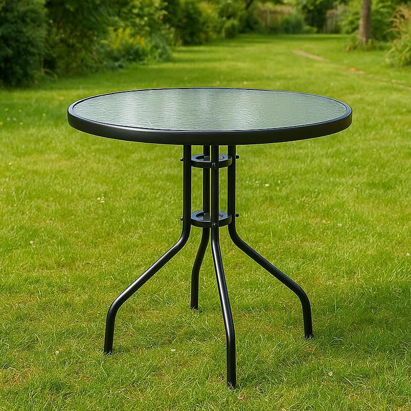 Стилна градинска маса със стъклен плот Ø100 cm