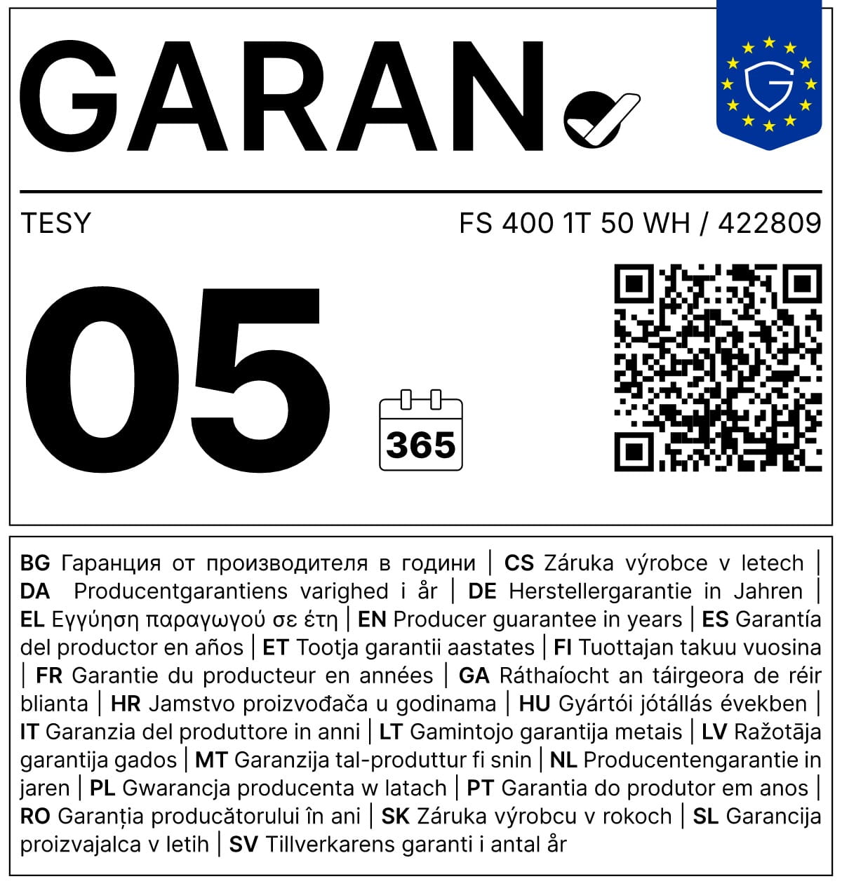 TESY FS 400 1T 50 WH - БЯЛ