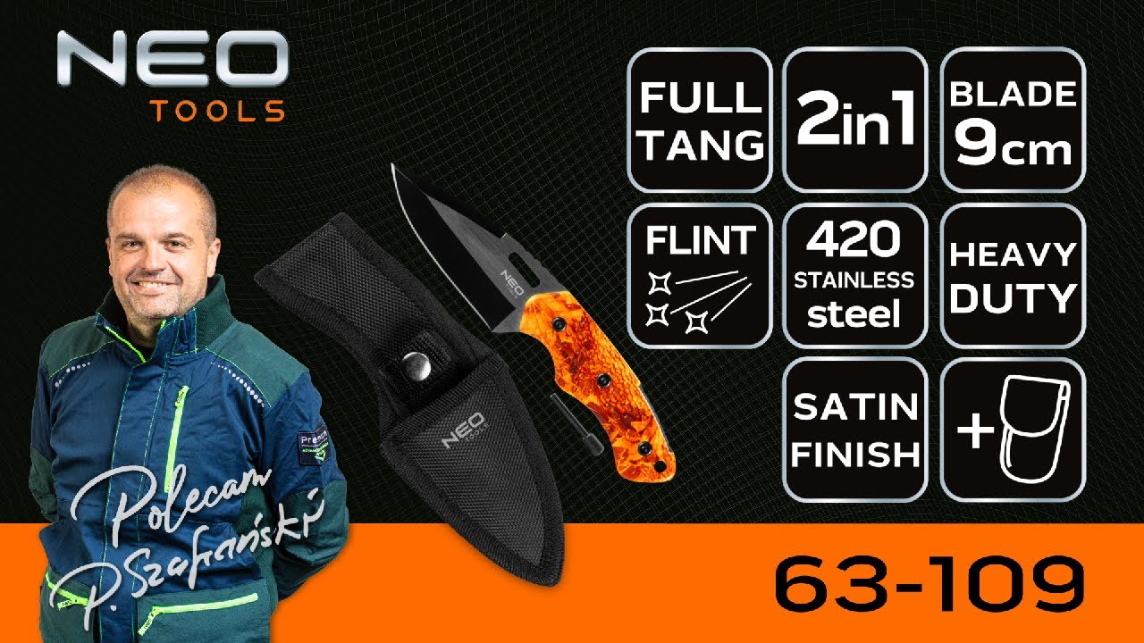 Тактически нож NEO Tools 63-109 Full Tang 2 в 1 с кания
