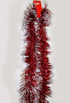 Коледен гирлянд 2 м. тънки ресни червено + бяло