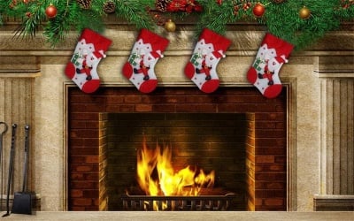 Коледна украса светещ чорап Дядо Коледа