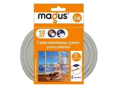 Гумен уплътнител Е-профил Magus бял - 6 м.