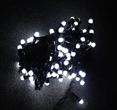 Коледни LED лампички гирлянд 100 бр. студено бяла светлина