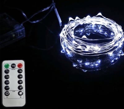 LED гирлянд 100 броя лампички " Купър " с дистанционно за външна и вътрешна употреба на батерии Enigma Lights