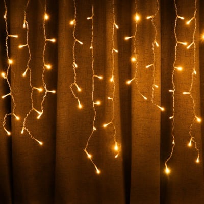 Коледна LED светеща завеса  -  топло бяла светлина