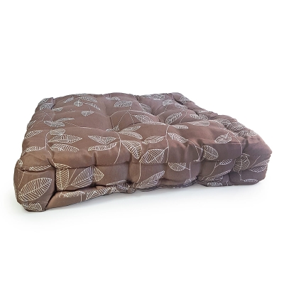 Капитонирана възглавница за стол или пейка В75010 с десен ЛИСТА върху кафяв фон