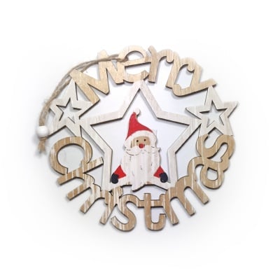 Новогодишна дървена висулка Merry Christmas