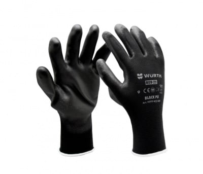 Монтажни ръкавици с черен полиуретан Black PU WURTH