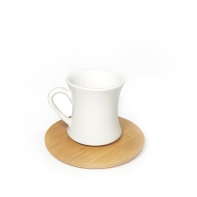 Комплект чаши за кафе с дървена чинийка VOGATI
