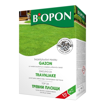 Гранулирана неорганична тор с микроелементи за тревни площи BIOPON BP-1046 - 1 кг 50 м²
