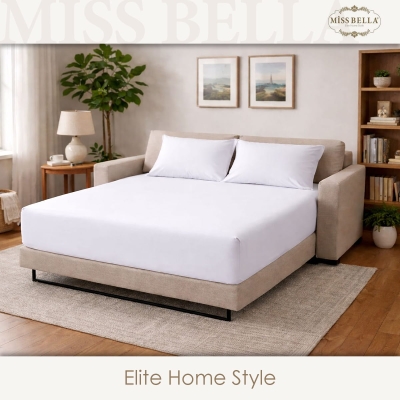 Двоен чаршаф с ластик 160 x 200 + 30 см и 2 калъфки - БЯЛ