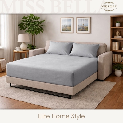 Единичен чаршаф с ластик 100 x 200 + 30 см и калъфка - СИВ