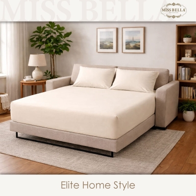 Единичен чаршаф с ластик 100 x 200 + 30 см и калъфка - КРЕМ