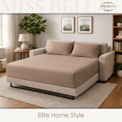 Единичен чаршаф с ластик 100 x 200 + 30 см и калъфка - КАПУЧИНО