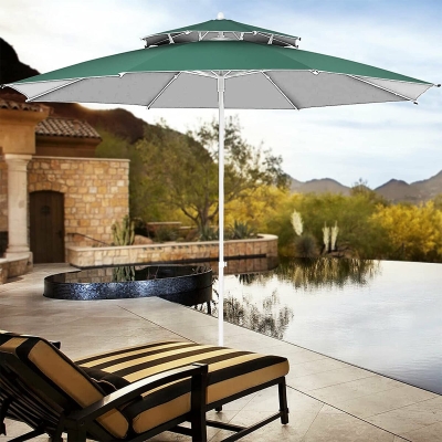 Градински чадър на две нива с чупещ се механизъм - зелен