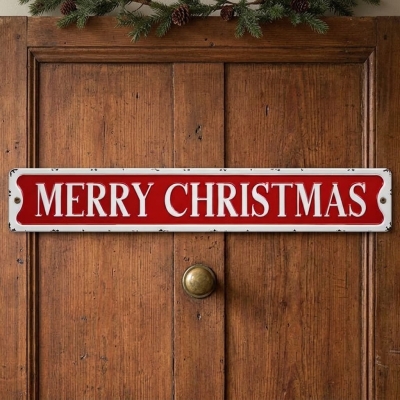 Коледна метална табела Merry Christmas -  51 × 9 см