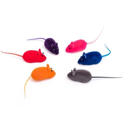 Играчка за котка - плюшена гумена мишка 6 см - 4 бр. в пакет