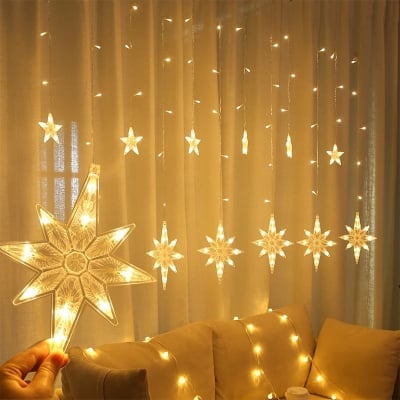 Коледна LED светеща завеса LIGHTEX - СНЕЖИНКИ и ЗВЕЗДИ
