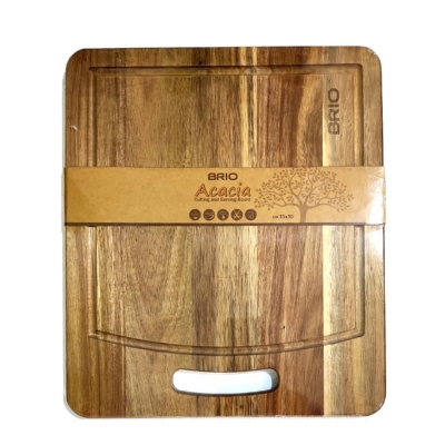 Правоъгълна дървена дъска за рязане с дръжка BRIO - Акация / 35 × 30 см