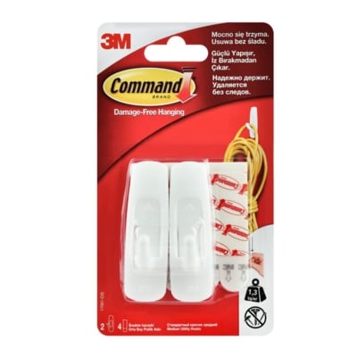 Закачалка 3М COMMAND S-MAX - 2 броя / БЯЛА