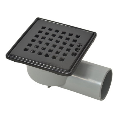 Подов рогов сифон с черна решетка SAY Systems GOZDE - 10 × 10 см