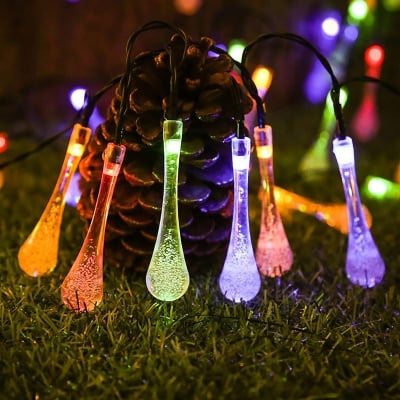 Коледни RGB LED лампички Кристални капки за външна и вътрешна употреба - 10 м