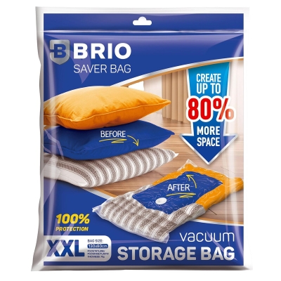 Вакуум плик BRIO за съхранение на дрехи 70 микрона / 130 × 80 см - XXL