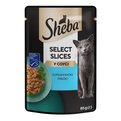 Пълноценна храна за котки SHEBA Select Slice РИБА ТОН в грейви сос - 1 брой × 85 грама