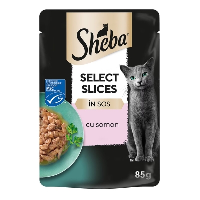 Пълноценна храна за котки SHEBA Select Slice СьОМГА в грейви сос - 1 брой × 85 грама