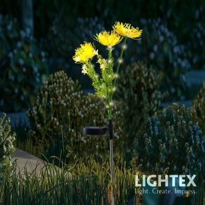 LED соларен осветител Хризантема - жълта Lightex