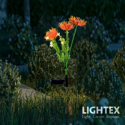 LED соларен осветител Хризантема - оранж Lightex