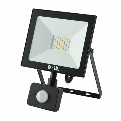 LED прожектор със сензор D-iL серия \"А\" SKU80609 - черен / IP44 / 6 000 K / 3 350 lm / 30 W