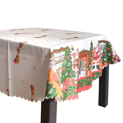 Коледна покривка за маса ДЯДО КОЛЕДА - Ø 150 см