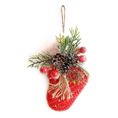 Коледна декорация JWX34B02 - ЧЕРВЕНО ЧОРАПЧЕ
