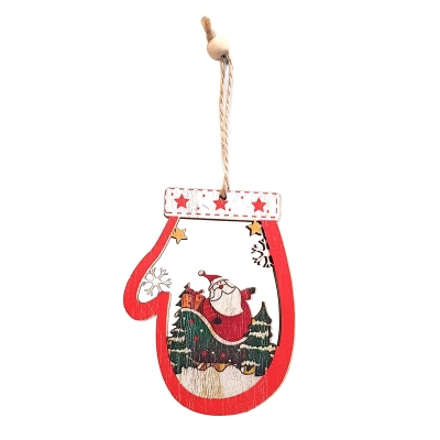 Коледна висяща дървена декорация - РЪКАВИЧКА