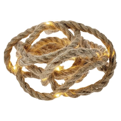 Коледно LED конопено въже на батерии Emos