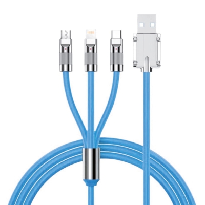 Мултифункционален кабел за зареждане 3 в 1 с LED индикатор AUTO Practic NB219 - 120 см