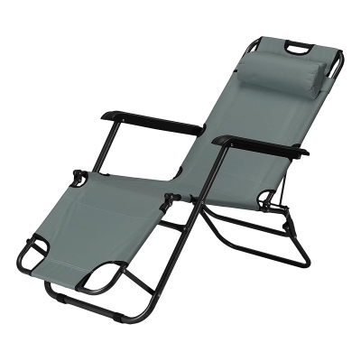 Сгъваем градински шезлонг / релакс стол - ТЪМНОСИВ