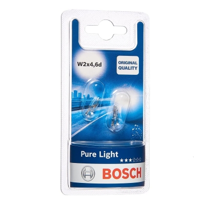 Автомобилни крушки BOSCH Pure Light – 12 V, 1,2 W, W2x4,6d, 2 броя