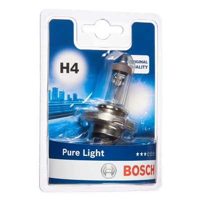 Автомобилна крушка BOSCH Pure Light H4 – 12 V, 60/55 W, P43t