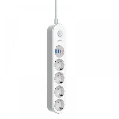 Разклонител 4-ка 2 м USB-C PD 20W + 2×USB-A LDNIO SE1-C