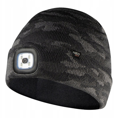 Двуслойна шапка с LED фенерче NEO Tools CAMO URBAN 81-632