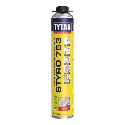 Пистолетно полиуретаново лепило за топлоизолация TYTAN Professional STYRO 753 - 750 мл