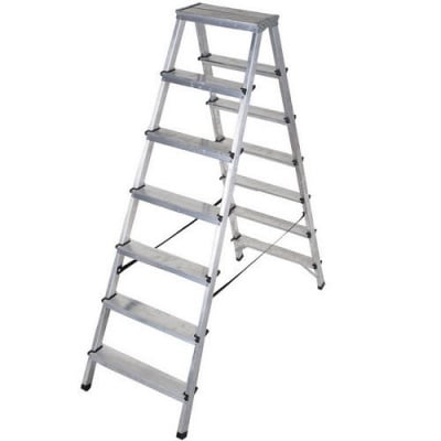 Двустранна алуминиева стълба 2x7 Drabest