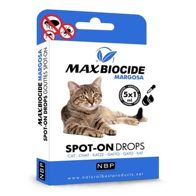 Противопаразитни капки за котки NBP Max Biocide Margosa - 5 пипети × 1 мл