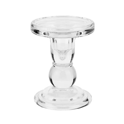 Стъклен кръгъл свещник на стойка - ВИСОК